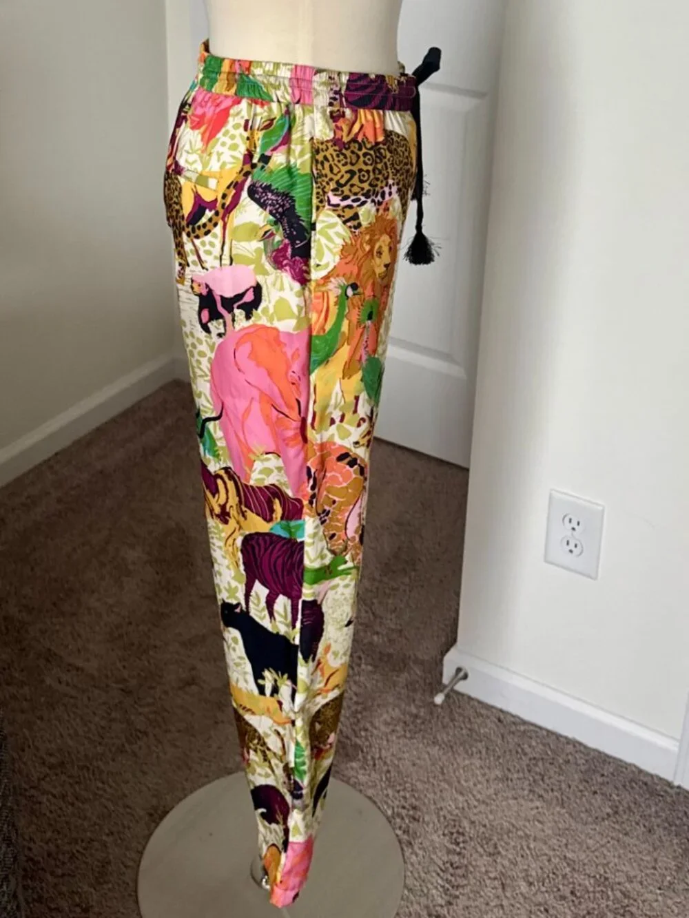 *RARE* J.Crew Size 0 Drapey Wide-leg Pant in Ratti Safari Print Elastic Waist - Picture 6 of 11